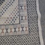 Tapis blanc multicolore fait main en pure laine