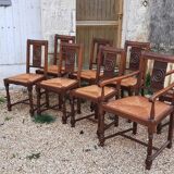 6 chairs and two brutalist armchairs