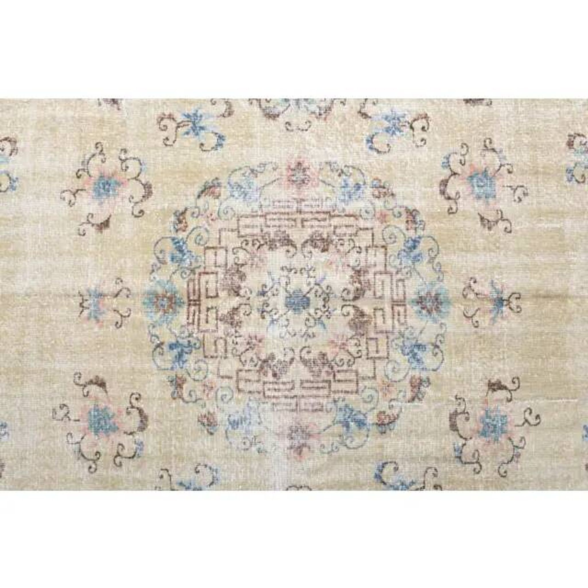 Vintage Turkish Hand-Knotted Wool Cotton Beige Area Rug 230x340