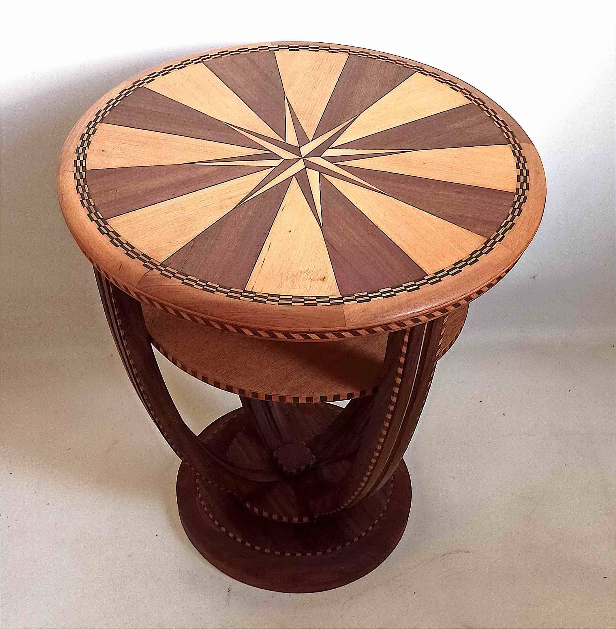 Art Deco 2-tiered pedestal table in purple rosewood, diameter 58.5 cm