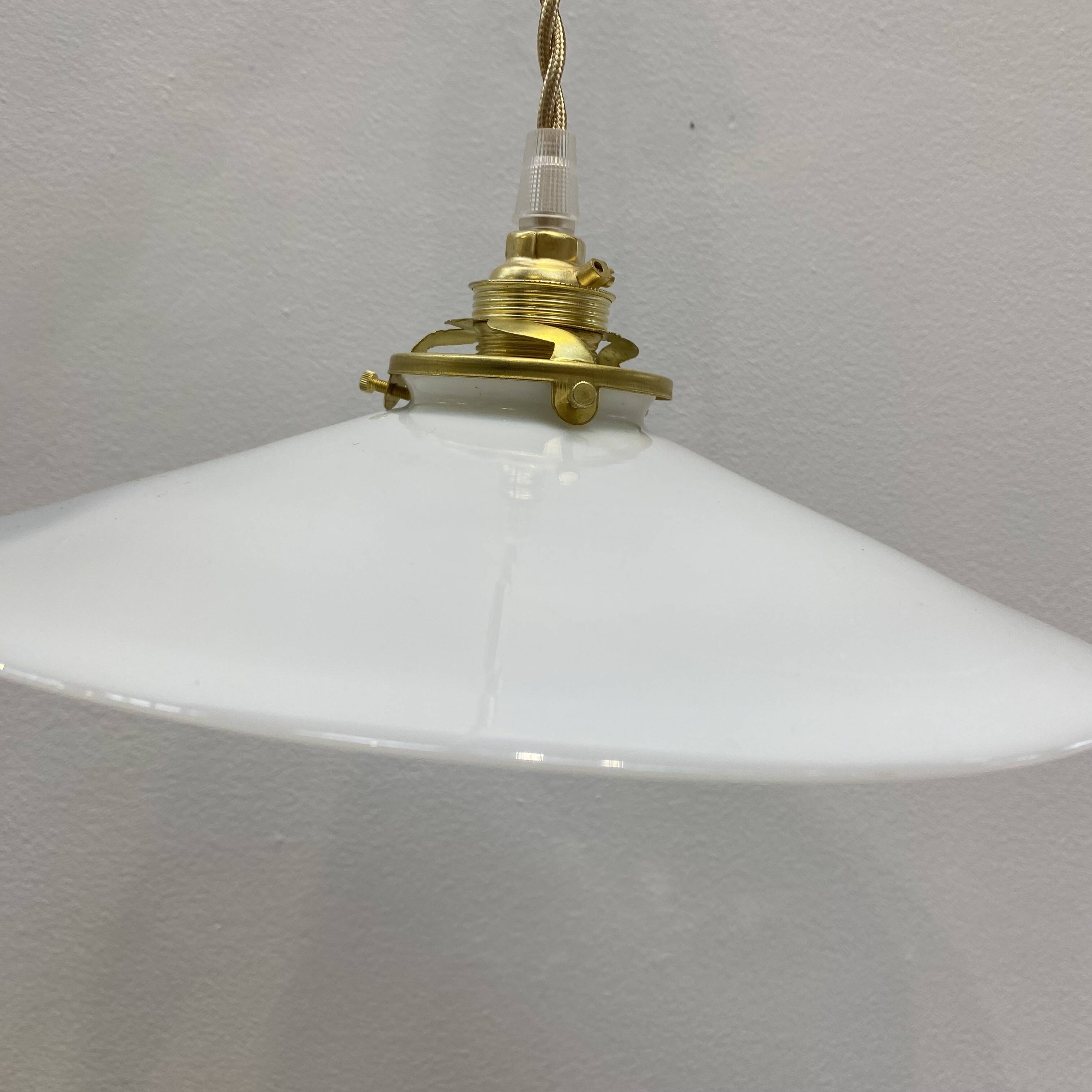 Vintage white opaline pendant light