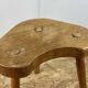 Set of 6 brutalist solid oak tripod farm stools from the 1950s