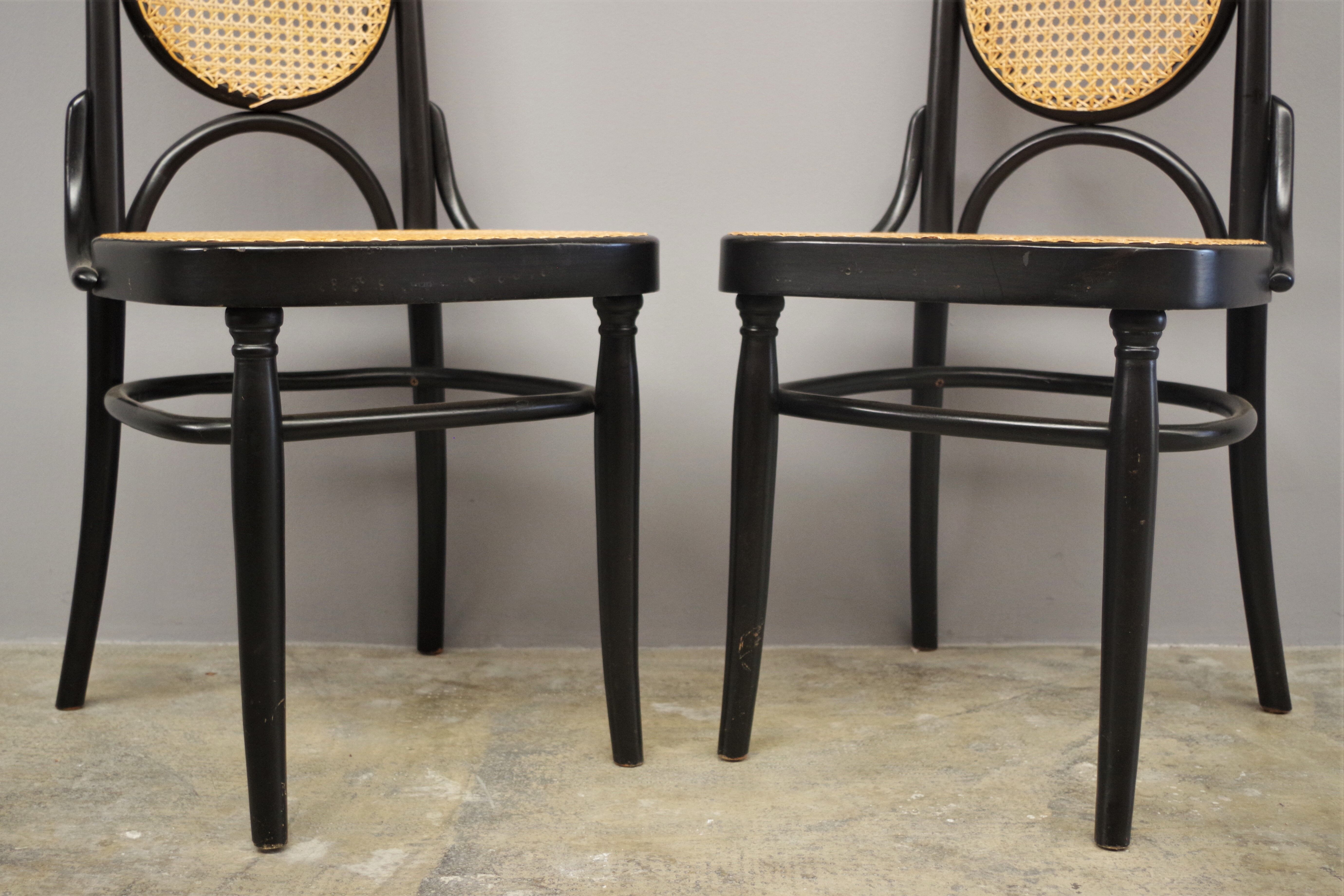 Chairs in curved beech and vienna straw, 1980s, set of 4