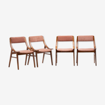 Ensemble de 4 chaises skoczek des années 60