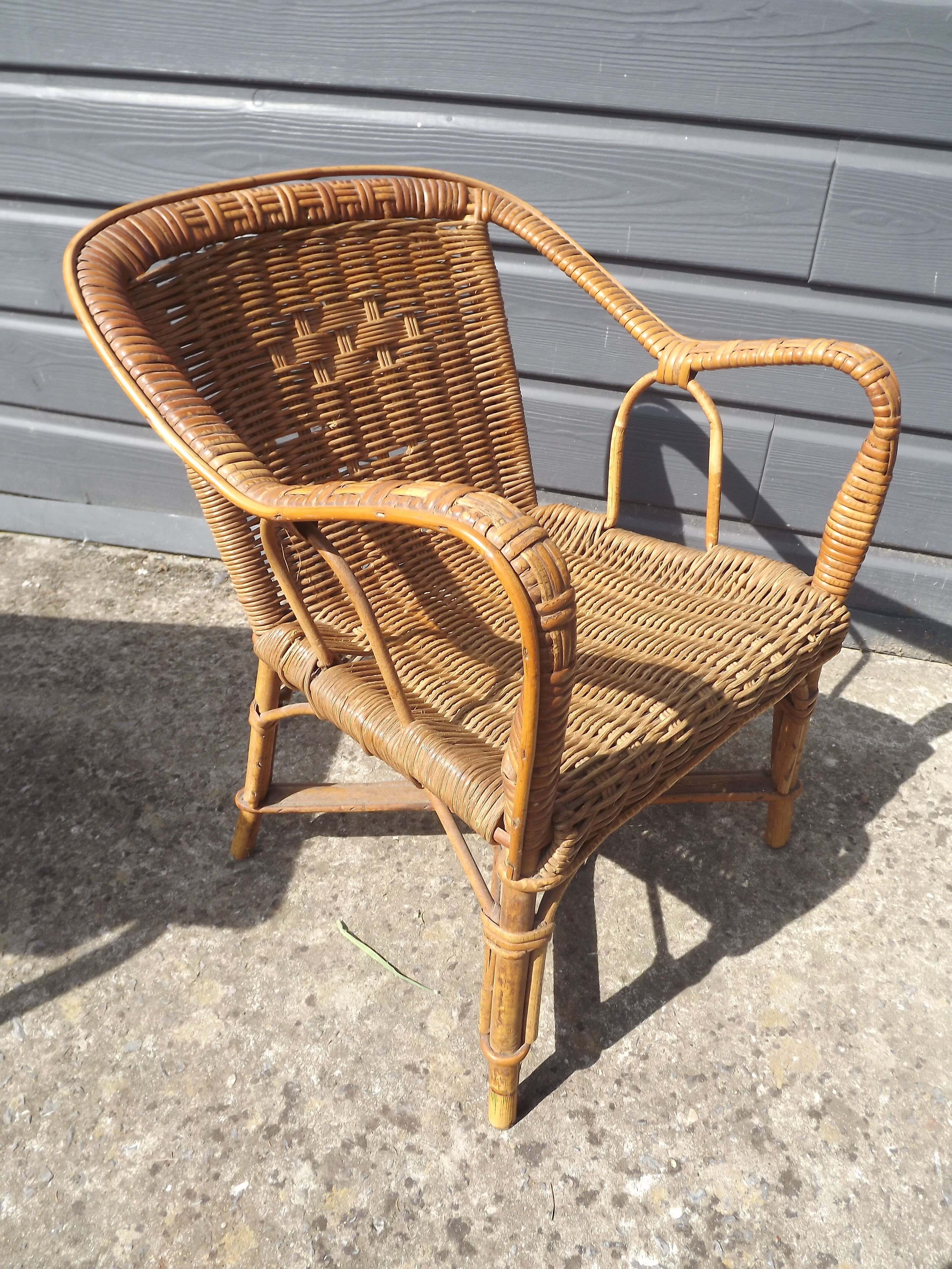 60' vintage children's rattan chair