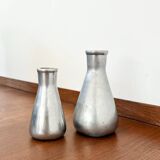 Vintage pair of chrome vases from the 1970s.
