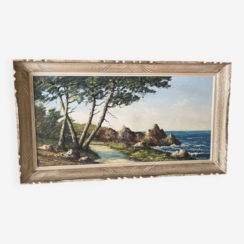 Huile sur toile bord de mer signée L. GUERNY