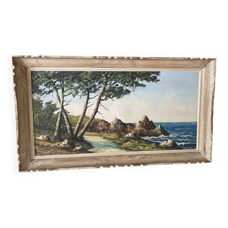 Huile sur toile bord de mer signée L. GUERNY