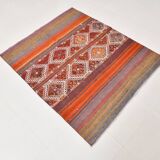 4x5 Multicolor Turkish Kilim Rug, 113x135Cm