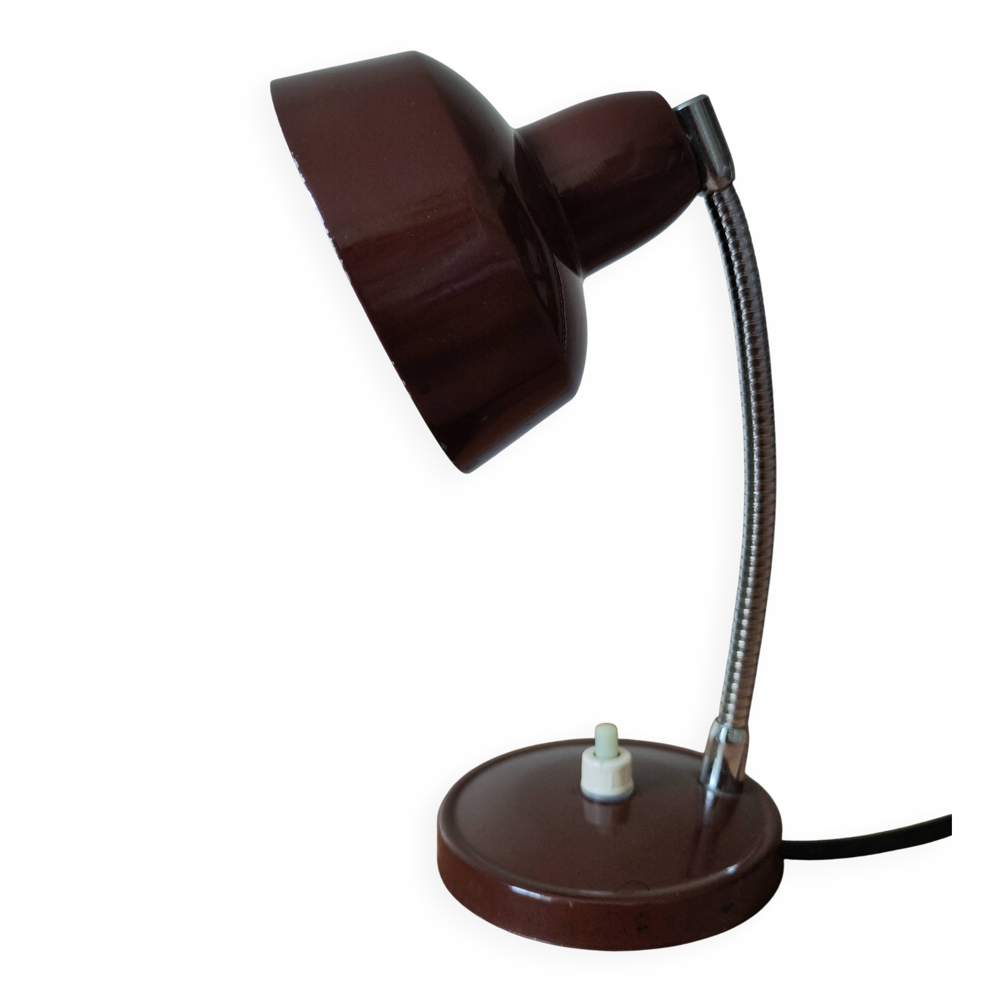 Vintage desk lamp from the 60s/70s – chocolate brown – flexible chrome neck