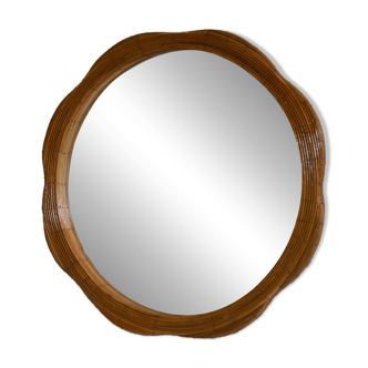 Miroir mural en rotin en forme de fleur
