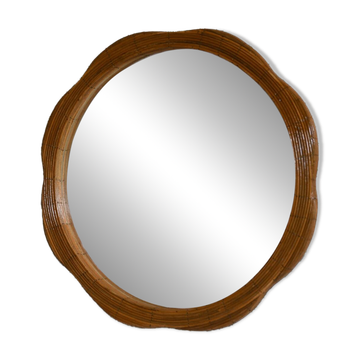 Miroir mural en rotin en forme de fleur