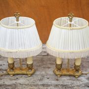 Pair of Bouillotte lamps Lucien Gau Paris, bronze lamp, bedside lamp