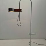 Chrome and wood floor lamp