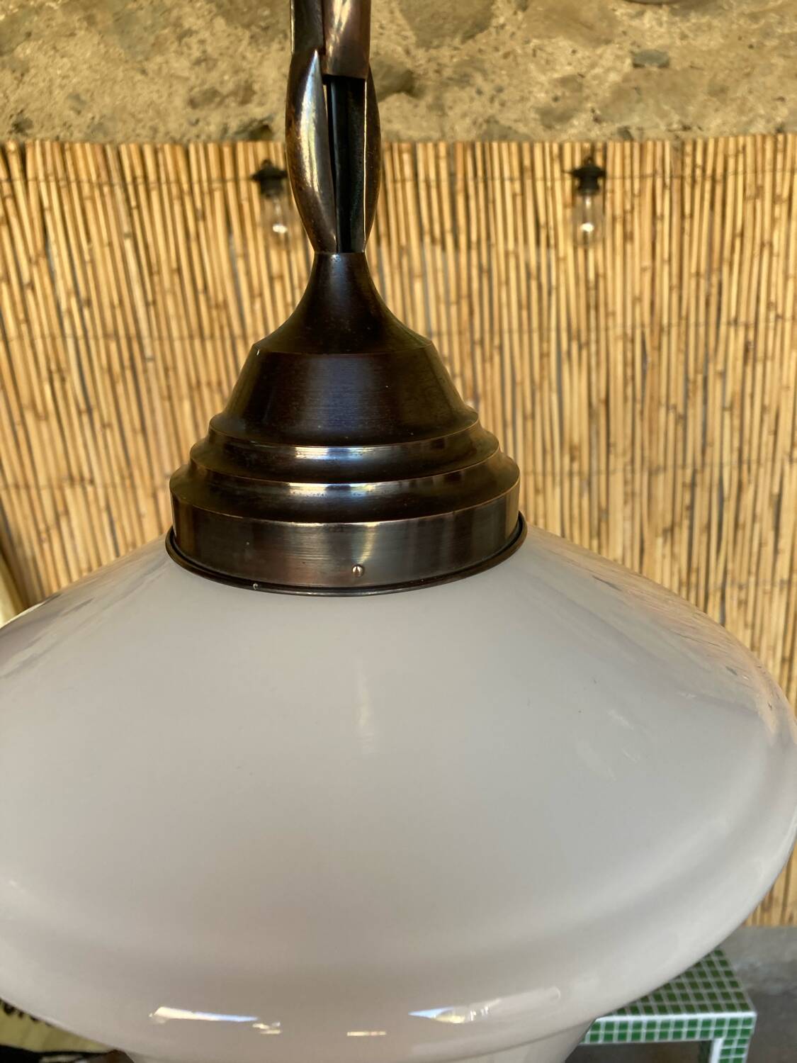 Suspension opaline Art Deco