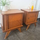 Pair of retro bedside tables with beveled legs