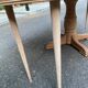 Large extendable round dining table stripped with a central wooden leg 110-198cm.