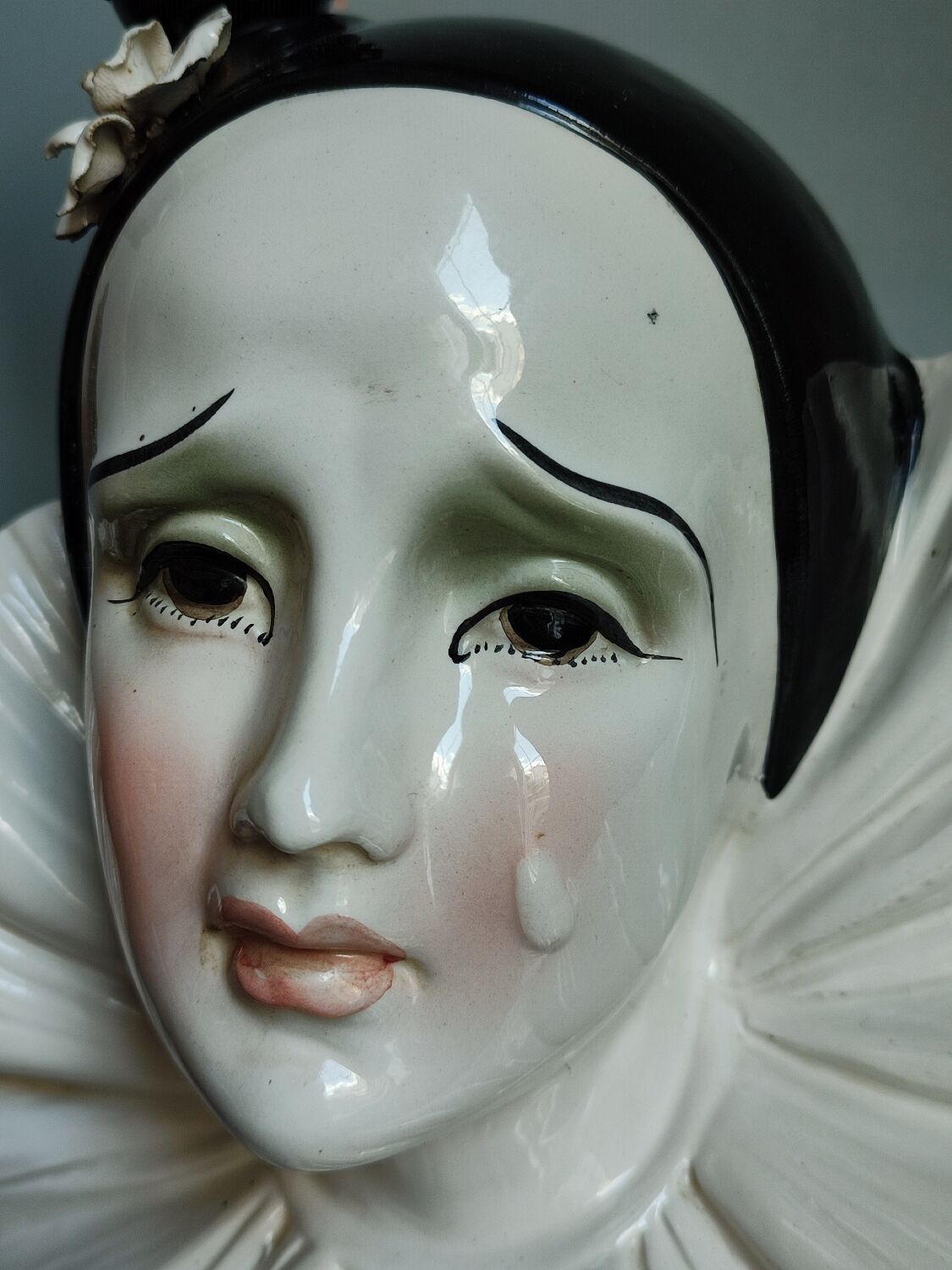 Vintage Pierrot ceramic lamp base.