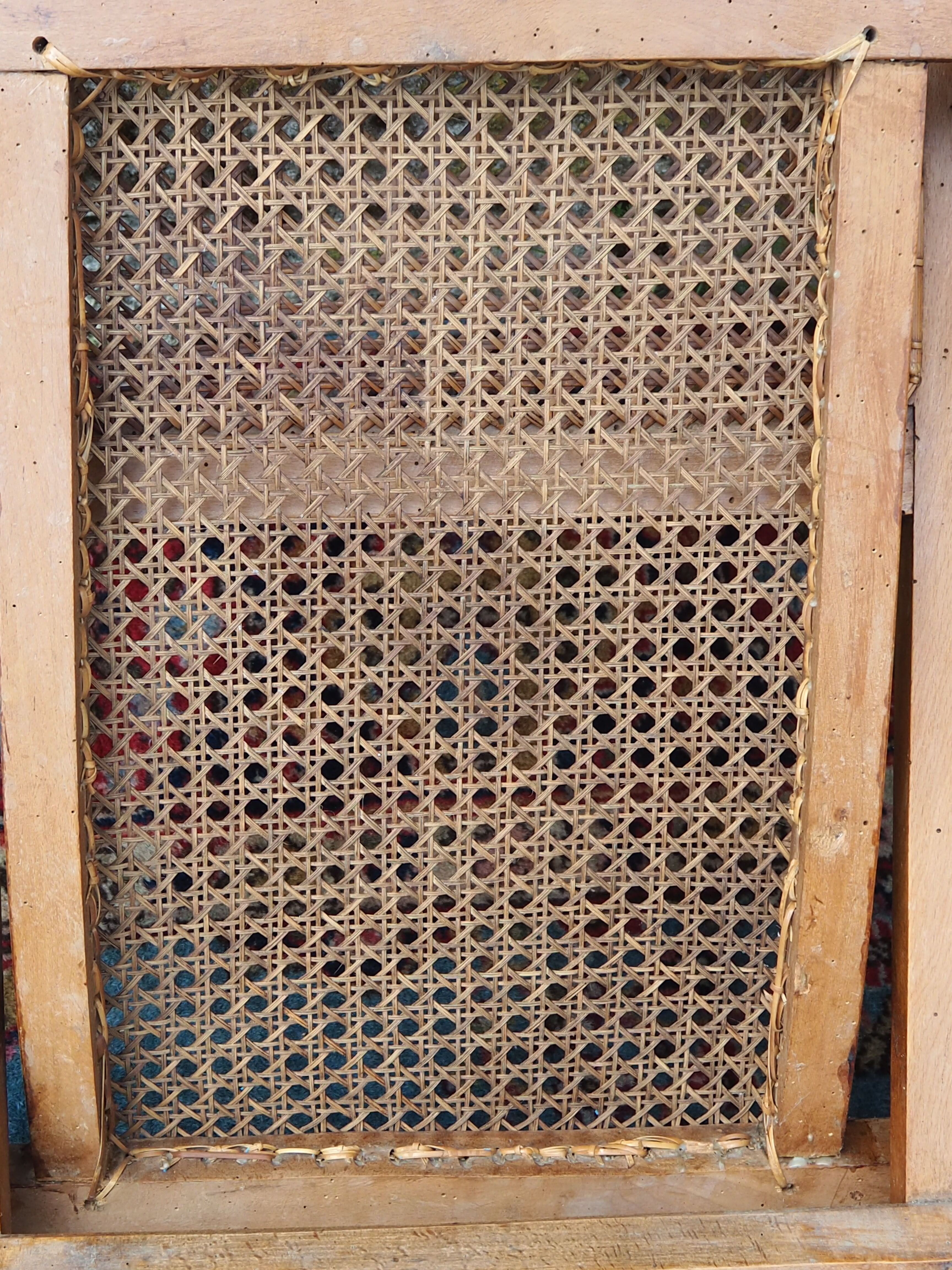 Cane folding armchair in solid wood