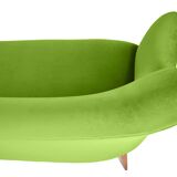 Canapé trois places en velours, années 60, pistache, restauré