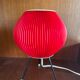 Tripod lamp, pleated red rhodoid, 1950s, 60s design