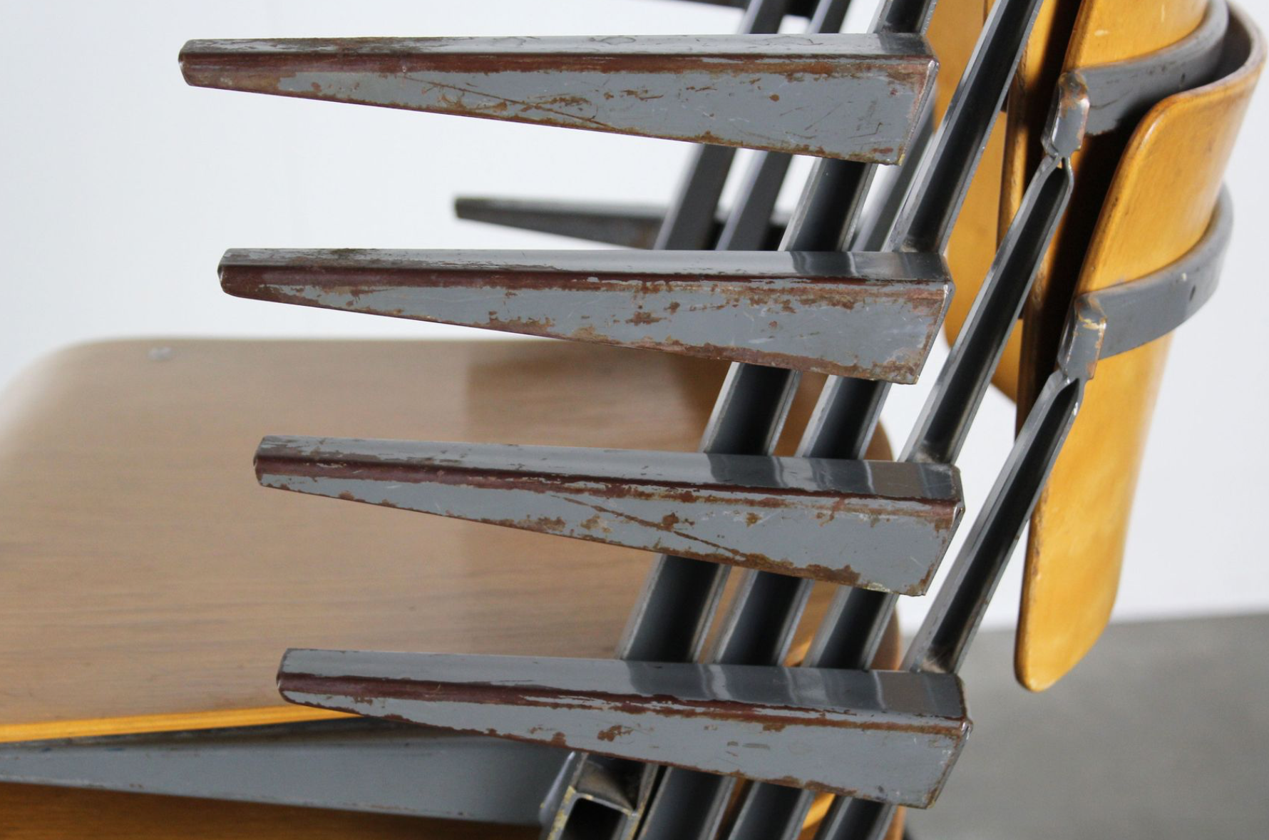 Vintage Pyramid chairs with armrests by Wim Rietveld