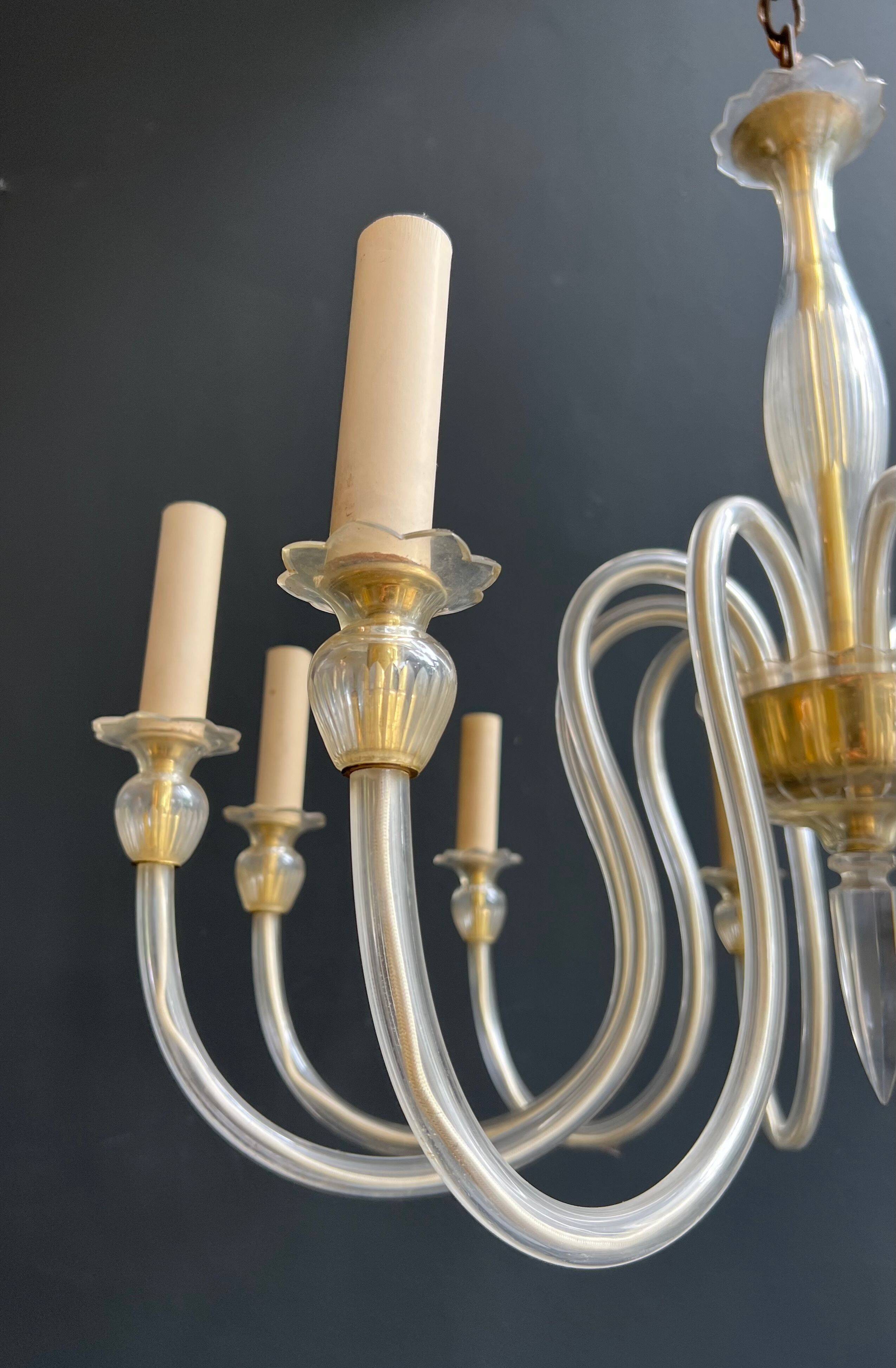 Lustre en cristal de Murano à 10 bras de lumière, travail italien, vers 1970