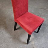 6 red fabric chairs