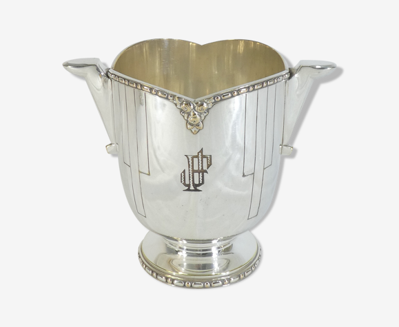 Seau a glace art deco en metal argenté orfevre roux marquiand