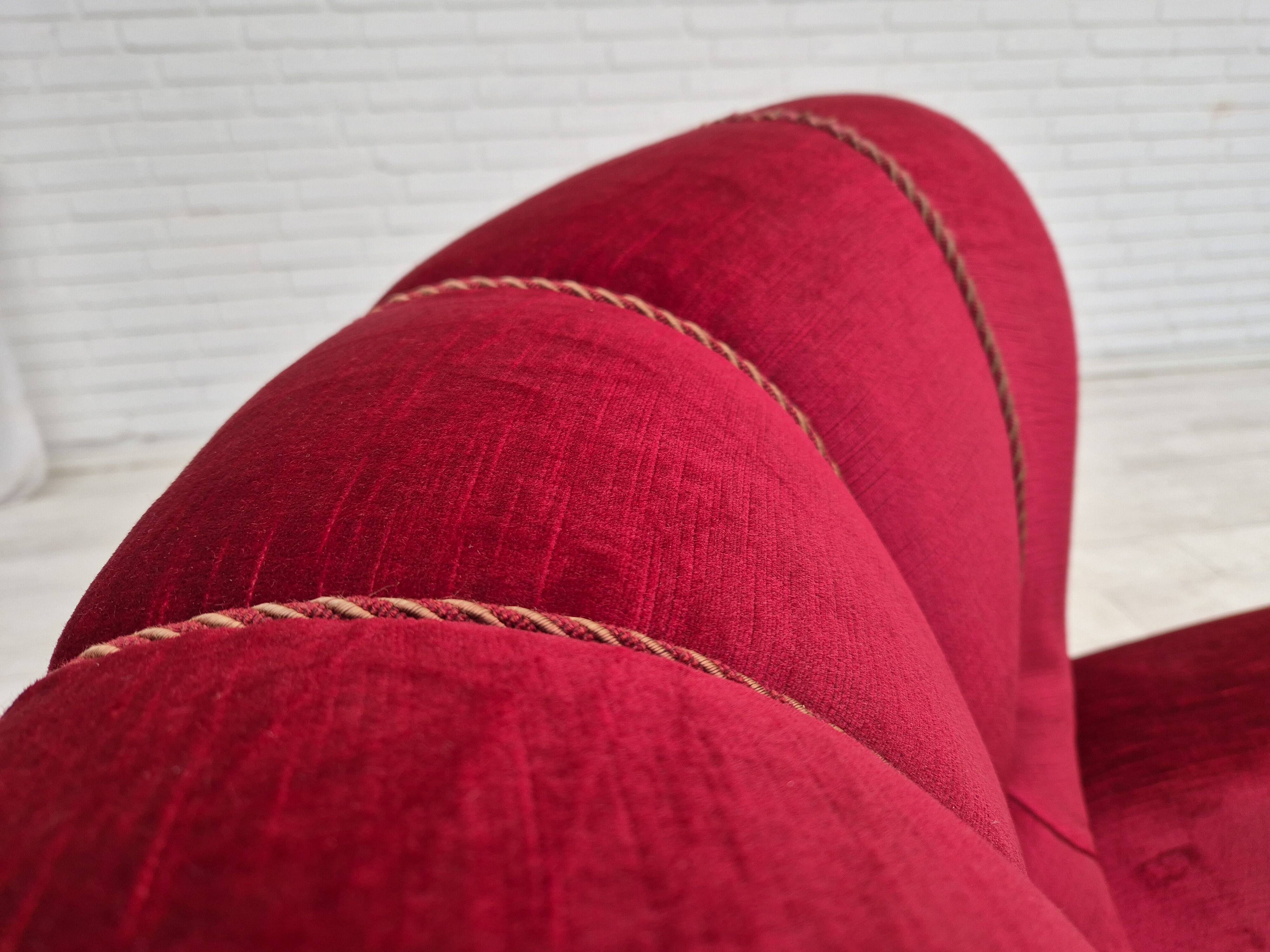 1960s, Danish relax armchair, original condition, red furniture velour.