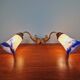 Pair of wall lights in bronze and marmoreal glass