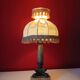 Antique lamp with green marble and bronze – fringed shade