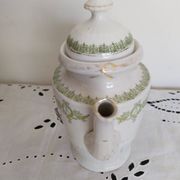 Cafetière en porcelaine anglaise  , vert et or , antique , vintage