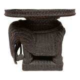 Table d'appoint éléphant osier et rotin des années 70