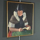 Huile sur toile « polonaise à sa lecture » de a. markowicz – début xxe