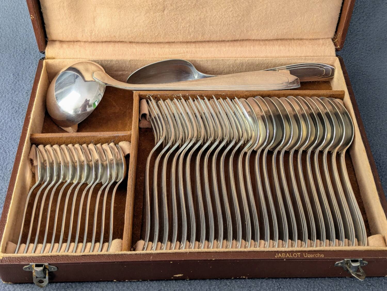 Silver-plated cutlery set, 38 pieces, Goldsmith Apollo, Art Deco, 1920s/1930s