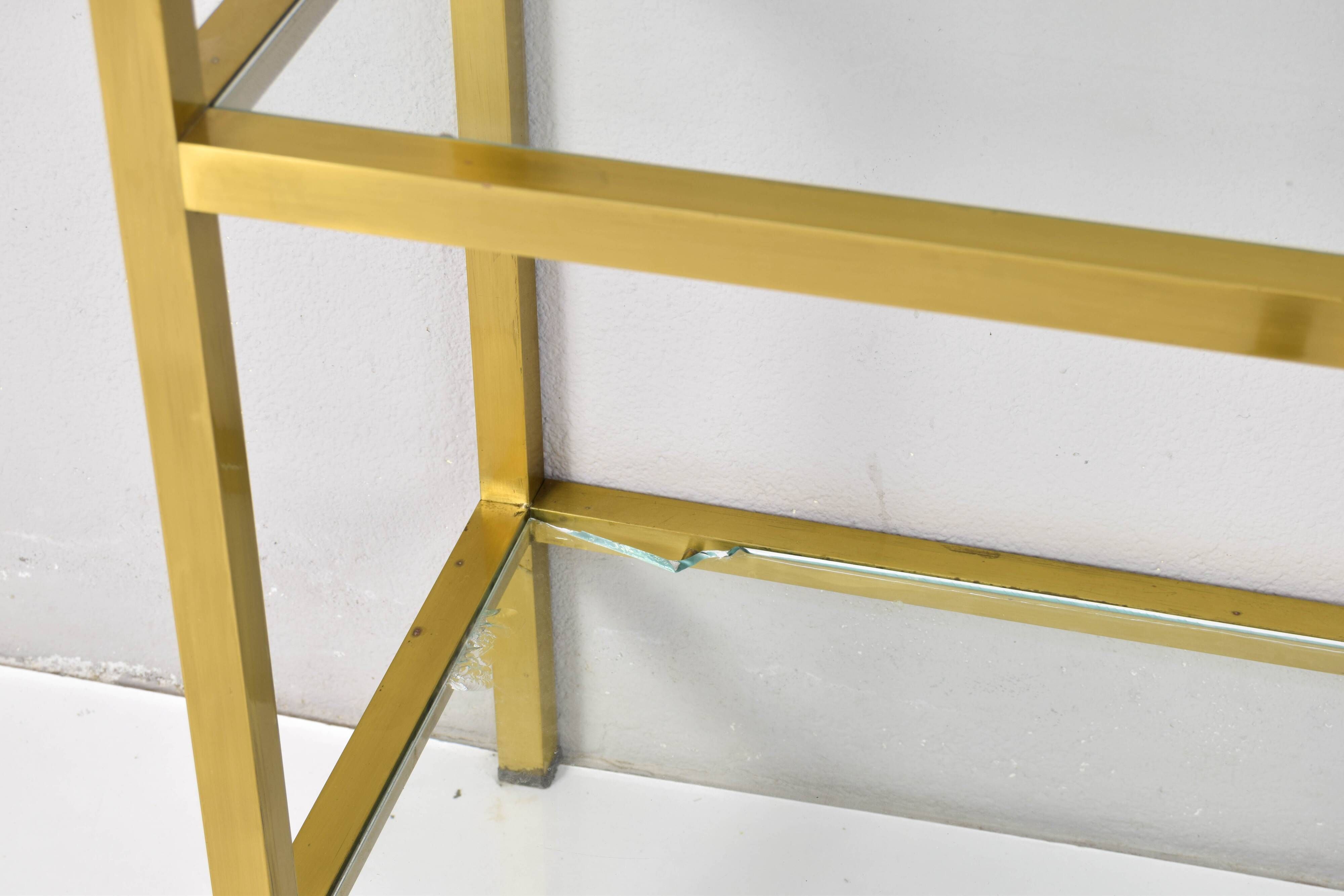 Hollywood Recency Brass and Crystal Shelving, France 70s