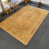 Tapis Oushak jaune 6x9 tapis vintage, tapis surteint jaune, tapis pour vivre MOON.147