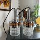 Paire globes chrome verre orange Space age pop seventies