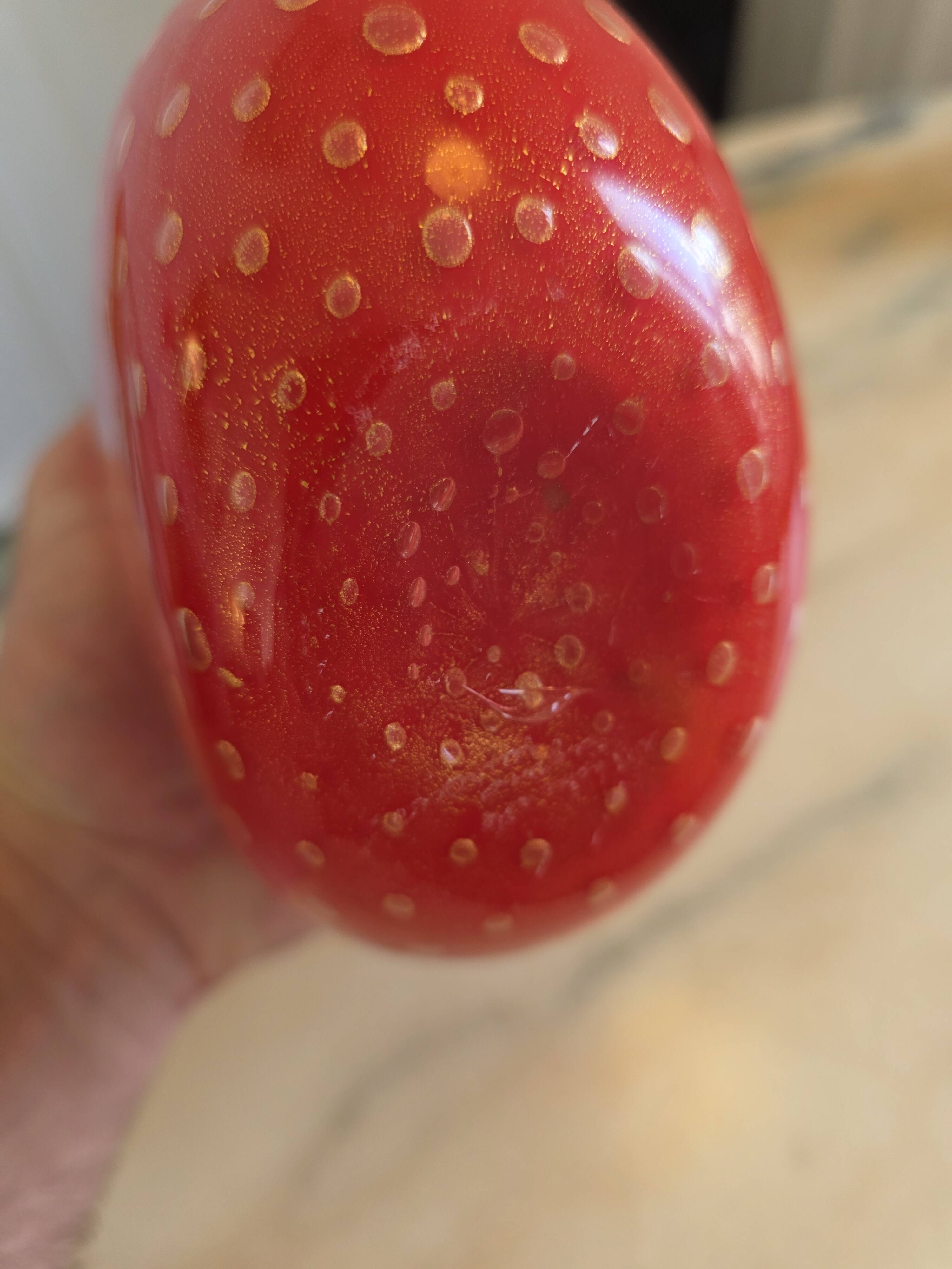 Red ball vase in Murano blown glass – Italy 1970s