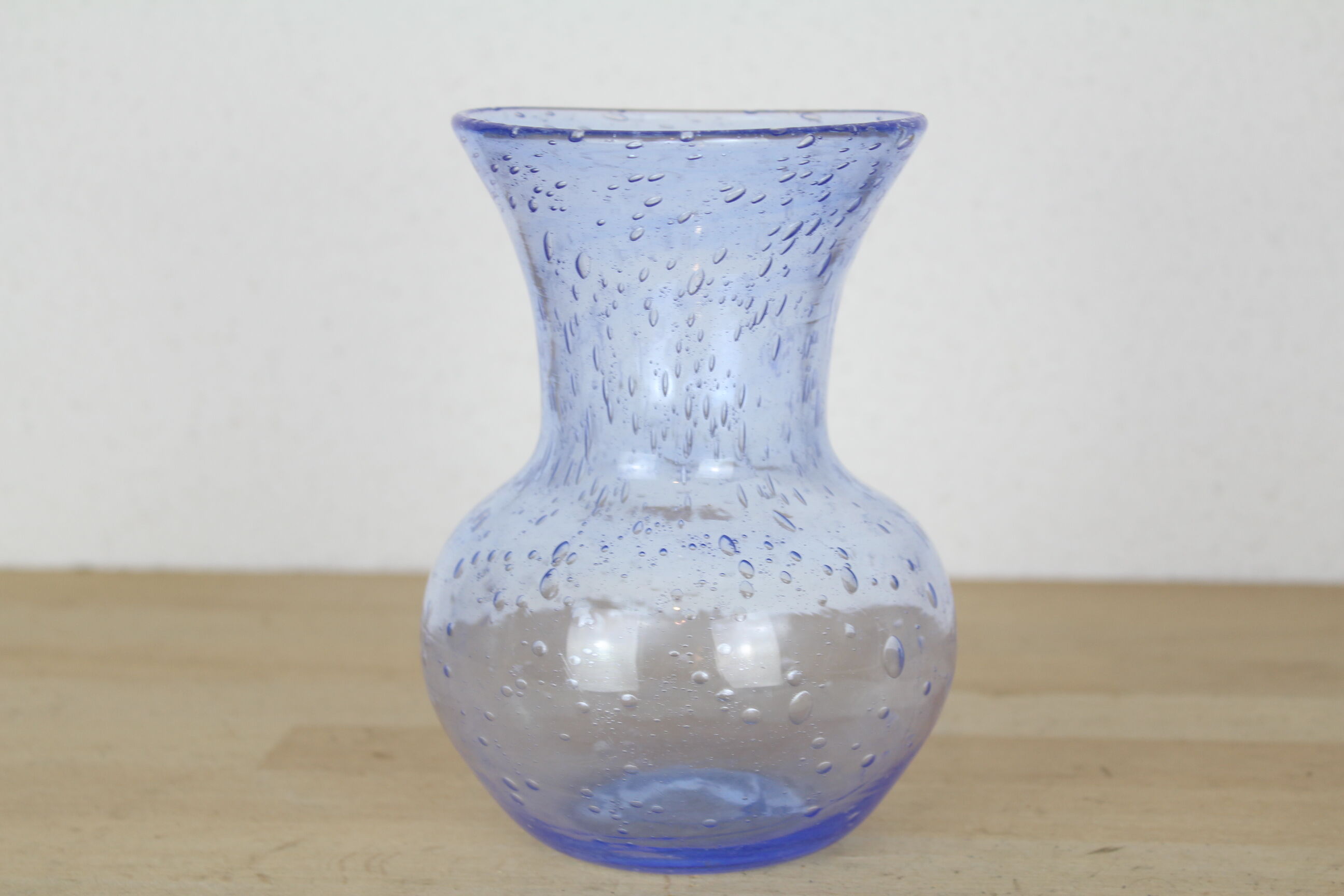 Light blue Biot bubbled glass vase
