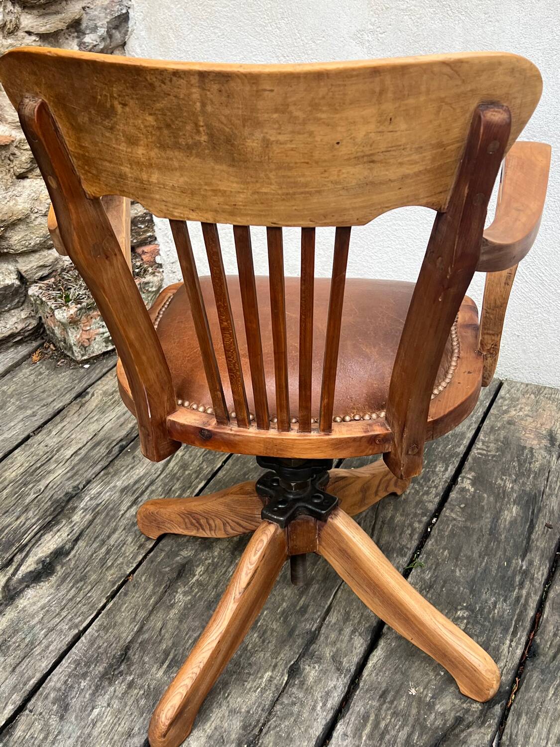 Fauteuil de bureau américain pivotant circa 1900 vintage