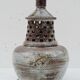 Vintage lamp foot in openwork ceramic email brown gray signed