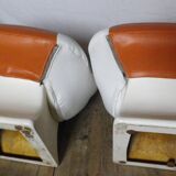 rare bucket chair set with vintage footrest
