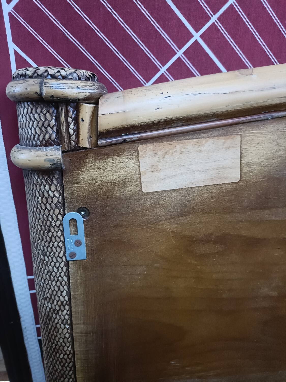 Vintage bamboo and cane wall mirror, beveled glass