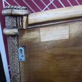 Vintage bamboo and cane wall mirror, beveled glass