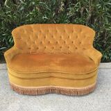 Vintage bench in gold velvet