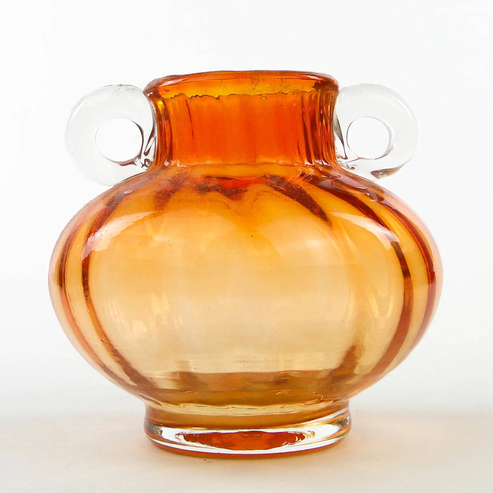 Mid-century modern vase, orange glass, Poland, 1970s
