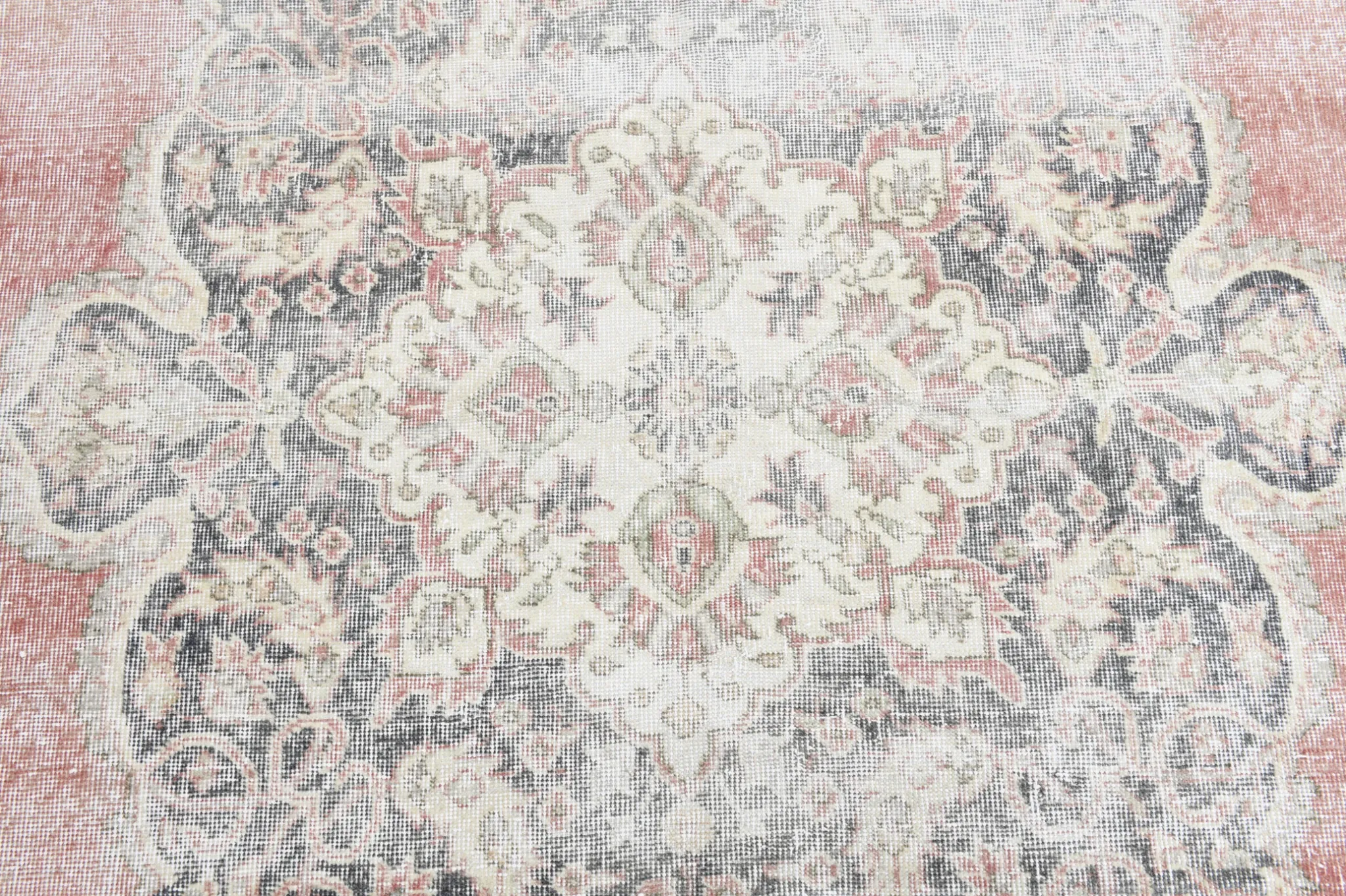 8x12 Large Vintage Pale Red & Blue Persian Rug, Oriental Rustic Carpet