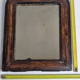 Antique Louis-Philippe mirror, painted wood imitation wood, 30 x 37 cm, 19th century